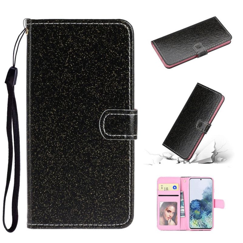 Flip Cover Samsung Galaxy A31 Sort Glitter