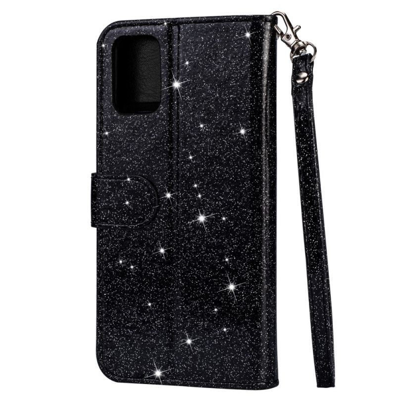 Flip Cover Samsung Galaxy A31 Sort Mobilcover Glitterpung