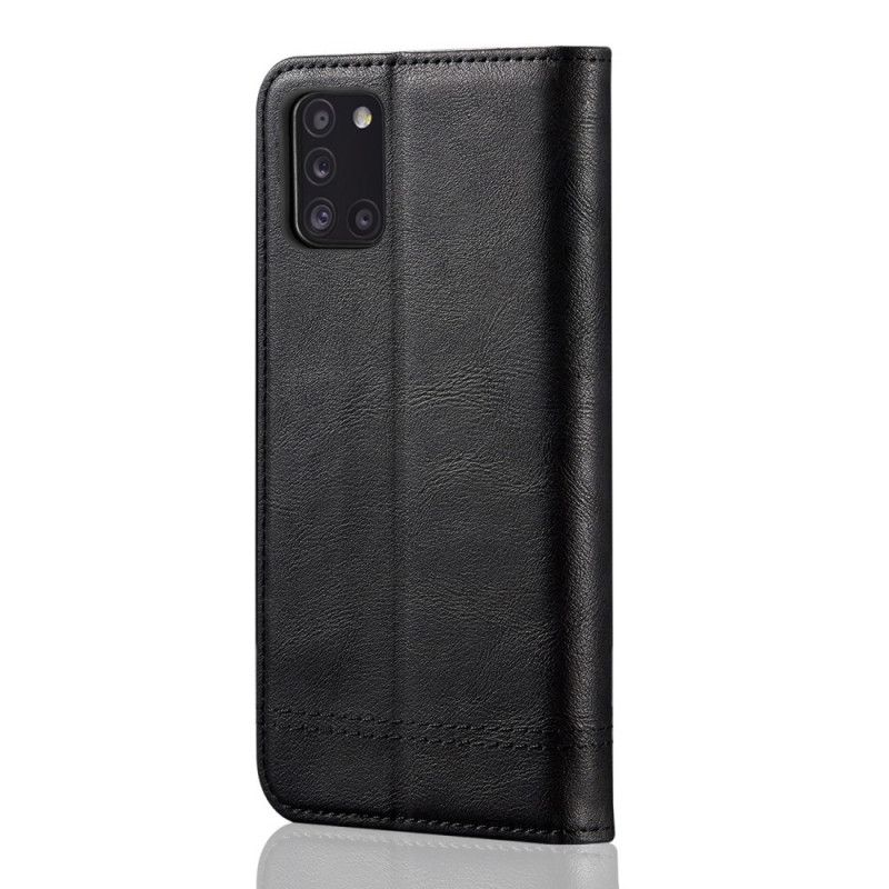 Læder Cover for Samsung Galaxy A31 Rød Syet Lædereffekt