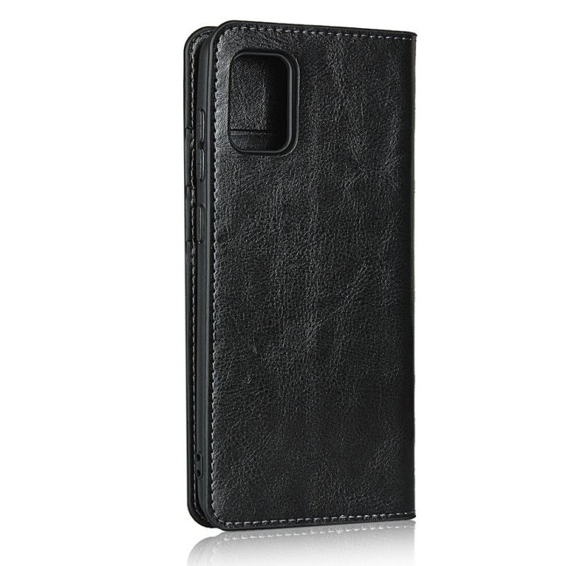 Læder Cover for Samsung Galaxy A31 Sort Ægte Læder