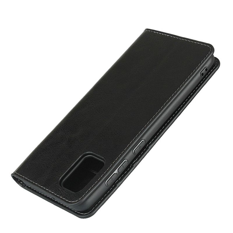 Læder Cover for Samsung Galaxy A31 Sort Ægte Læder