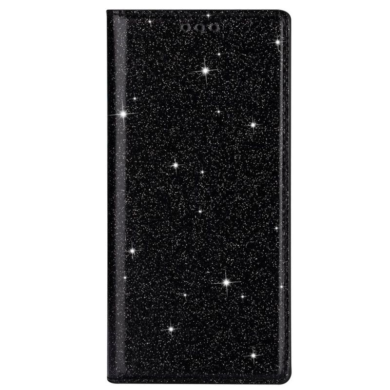 Læder Cover Samsung Galaxy A31 Sort Glitter Stil