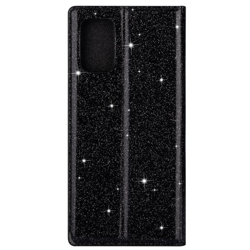 Læder Cover Samsung Galaxy A31 Sort Glitter Stil