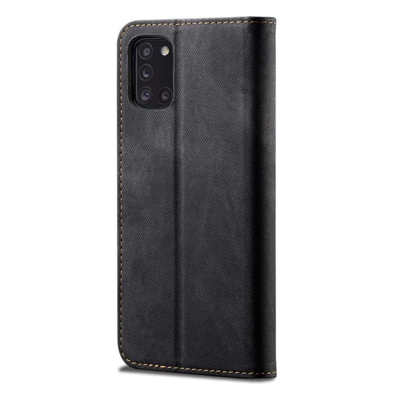 Læder Cover Samsung Galaxy A31 Sort Jeansstof