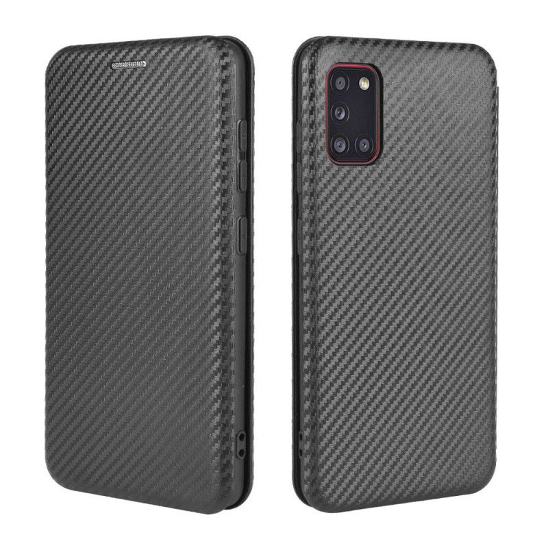 Læder Cover Samsung Galaxy A31 Sort Kulfiber Beskyttelse