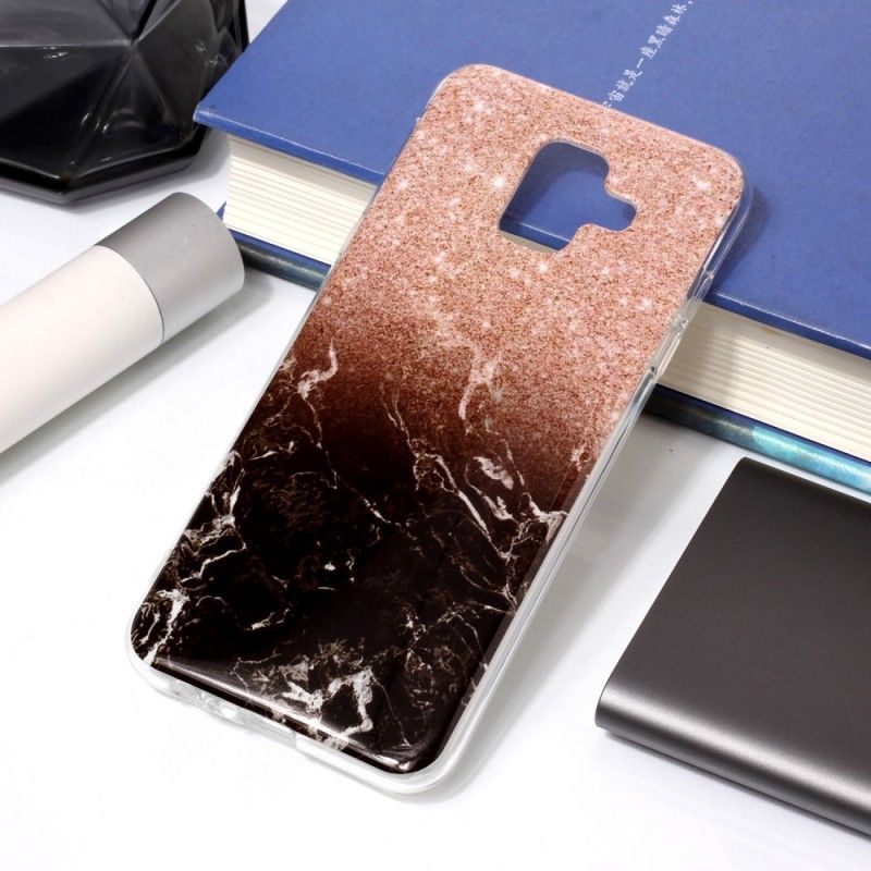 Cover for Samsung Galaxy A6 Sort Marmorglitter