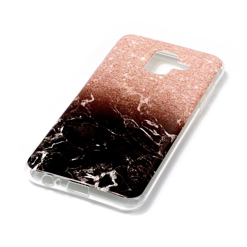 Cover for Samsung Galaxy A6 Sort Marmorglitter