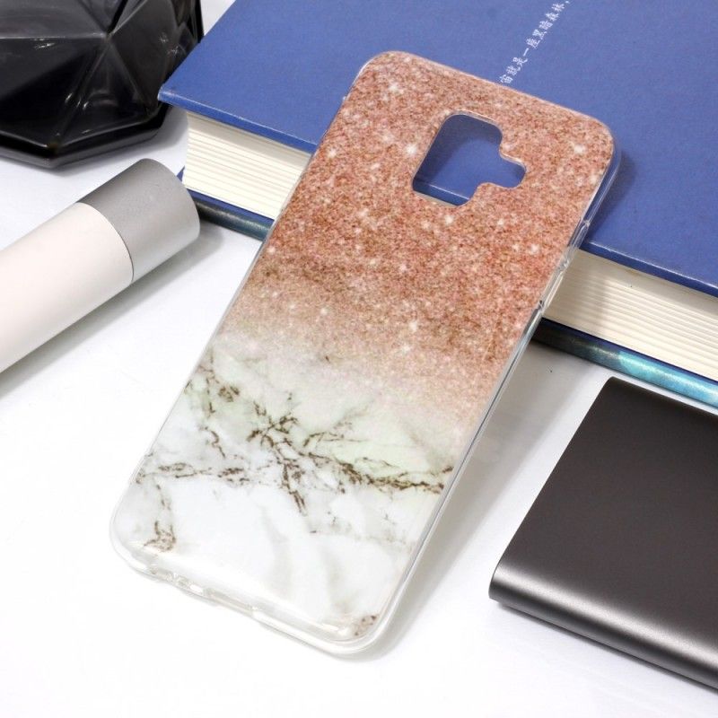 Cover for Samsung Galaxy A6 Sort Marmorglitter