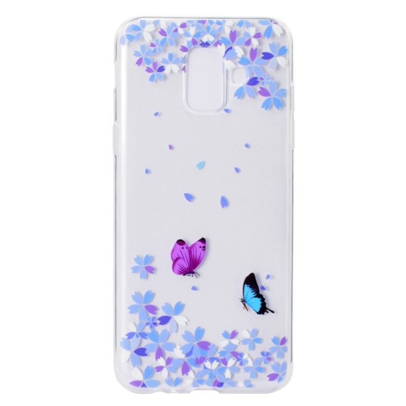 Cover Samsung Galaxy A6 Gennemsigtige Sommerfugle Og Blomster Original