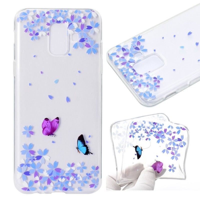 Cover Samsung Galaxy A6 Gennemsigtige Sommerfugle Og Blomster Original