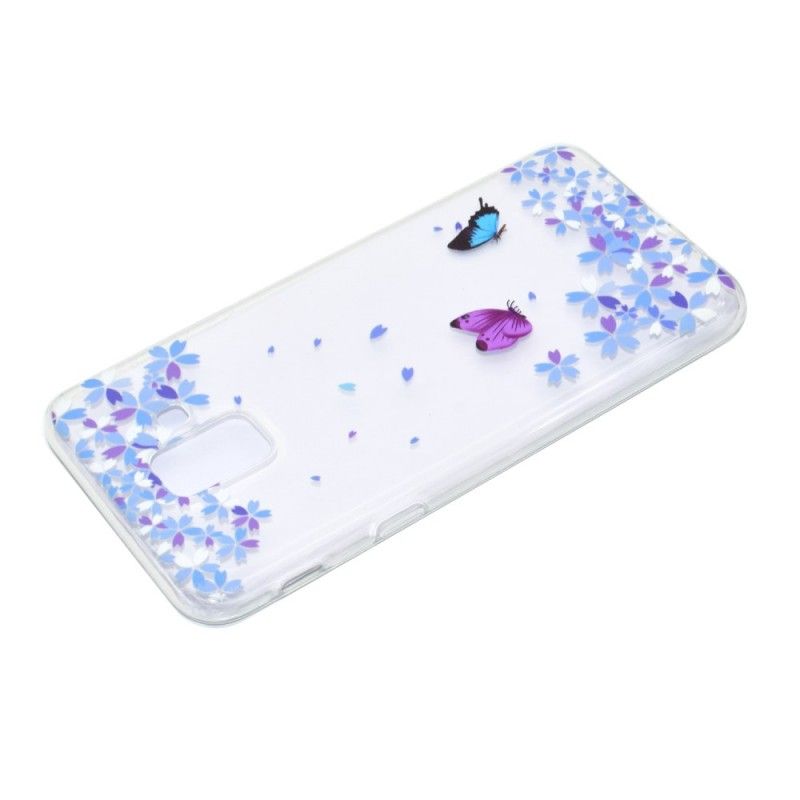 Cover Samsung Galaxy A6 Gennemsigtige Sommerfugle Og Blomster Original