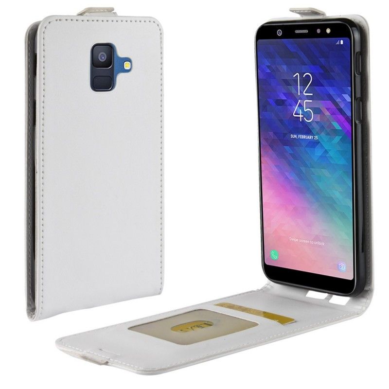 Flip Cover Læder for Samsung Galaxy A6 Sort Foldning Af Lædereffekt