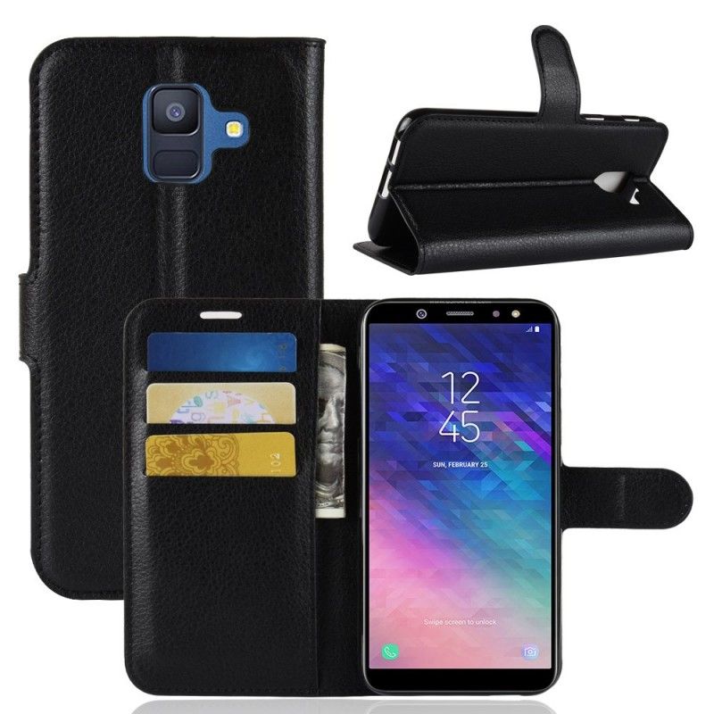 Flip Cover Læder for Samsung Galaxy A6 Sort Klassisk