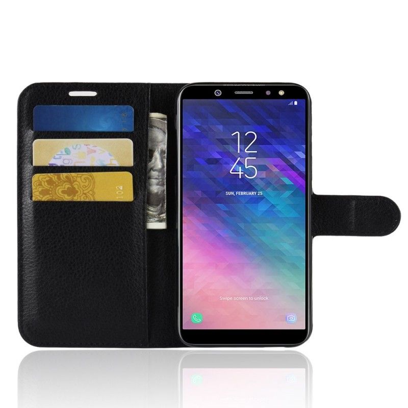 Flip Cover Læder for Samsung Galaxy A6 Sort Klassisk