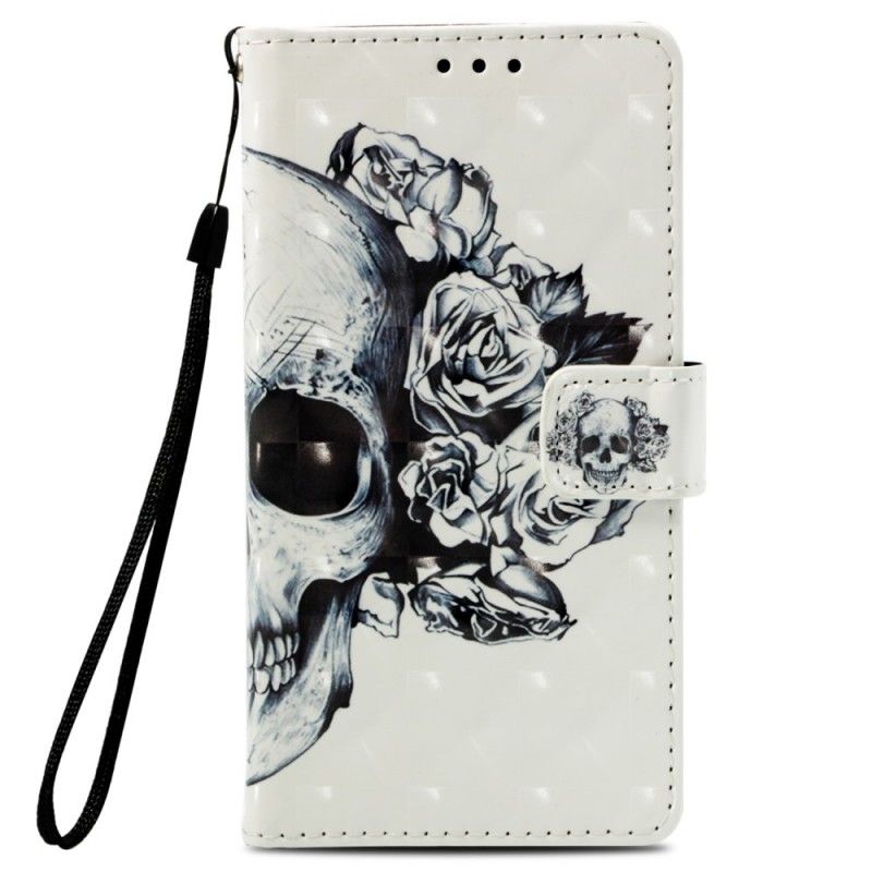 Flip Cover Læder Samsung Galaxy A6 3D Blomsterskalle