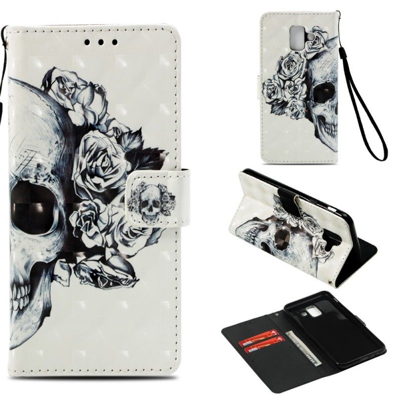 Flip Cover Læder Samsung Galaxy A6 3D Blomsterskalle