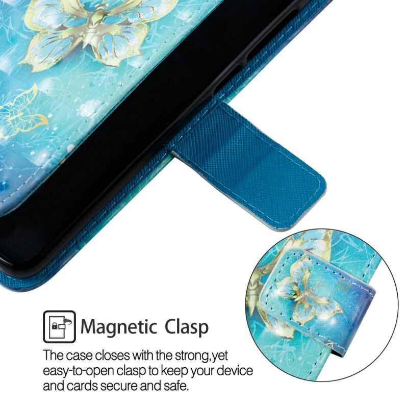 Flip Cover Læder Samsung Galaxy A6 3D Gyldne Sommerfugle