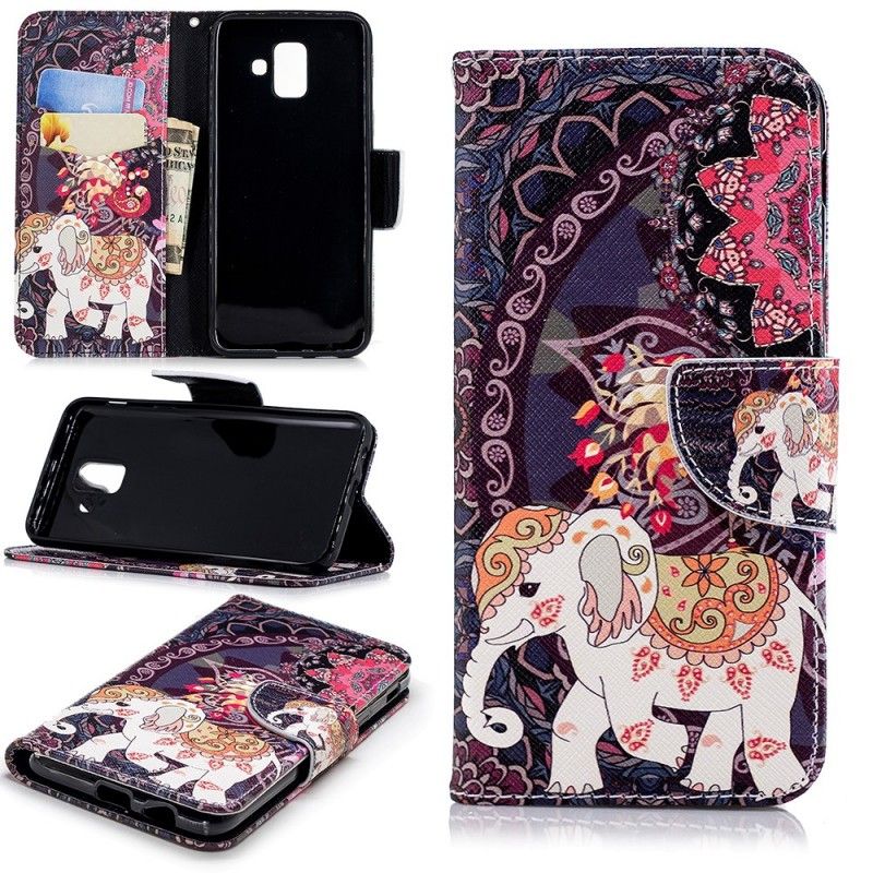 Flip Cover Læder Samsung Galaxy A6 Etnisk Elefantmandala