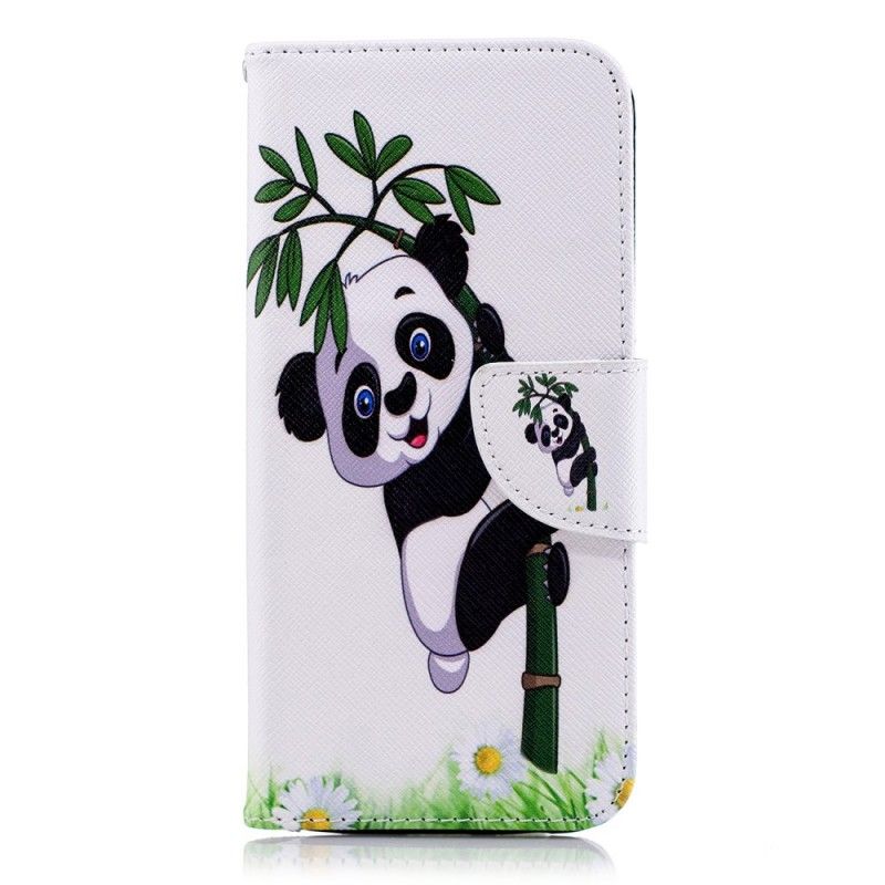 Flip Cover Læder Samsung Galaxy A6 Panda På Bambus