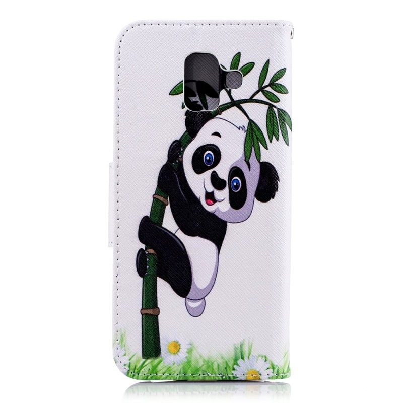 Flip Cover Læder Samsung Galaxy A6 Panda På Bambus