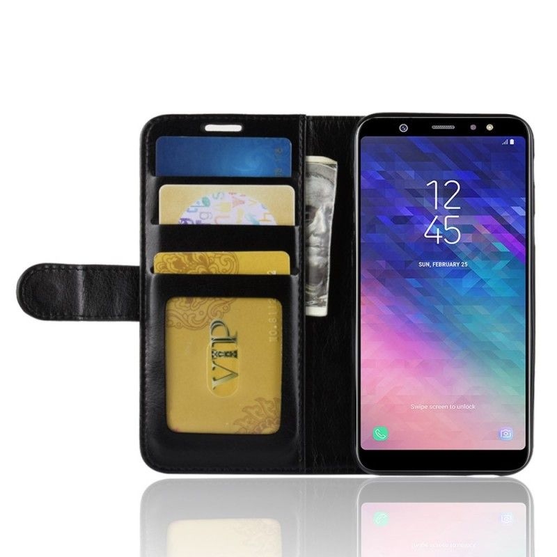 Flip Cover Læder Samsung Galaxy A6 Sort Lædereffekt Original