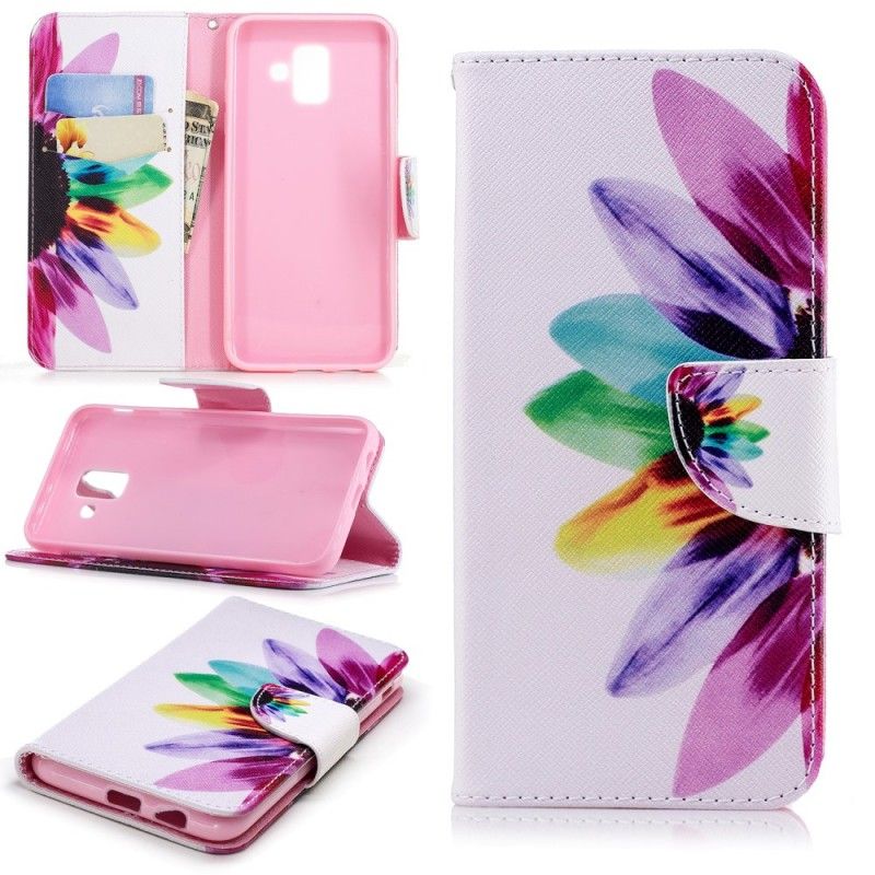 Flip Cover Samsung Galaxy A6 Mobilcover Akvarelblomst