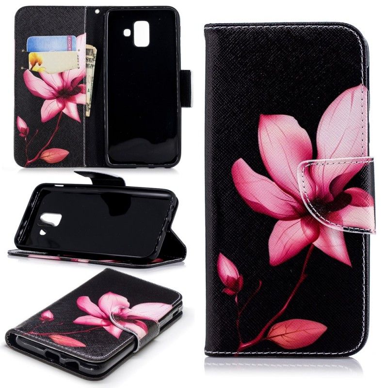 Flip Cover Samsung Galaxy A6 Mobilcover Lyserød Blomst