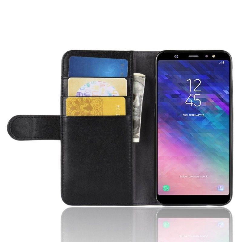 Flip Cover Samsung Galaxy A6 Sort Delt Læder