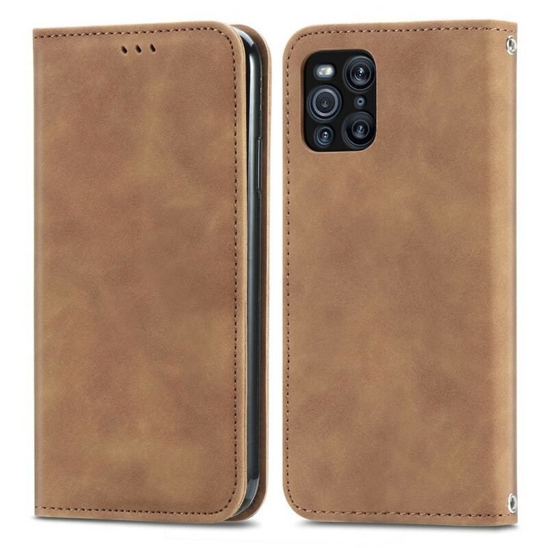 Cover Oppo Find X3 Pro Flip Cover Vintage Kunstlæder