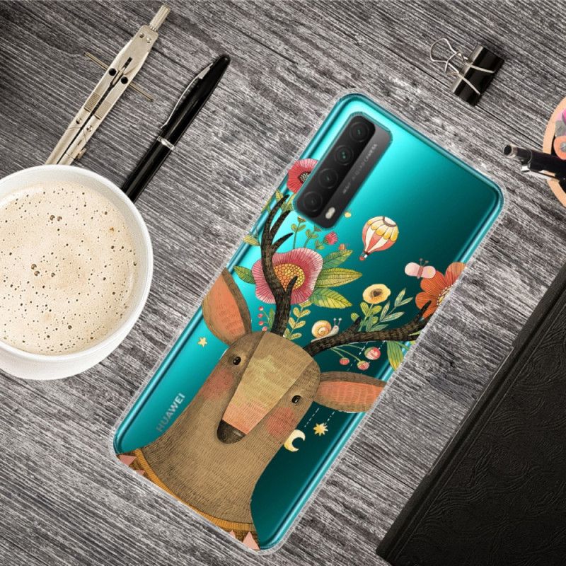 Cover for Huawei P Smart 2021 Gennemsigtig Blomsterhjorte