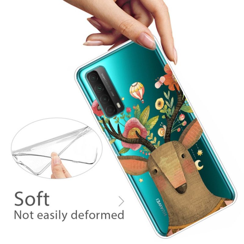 Cover for Huawei P Smart 2021 Gennemsigtig Blomsterhjorte