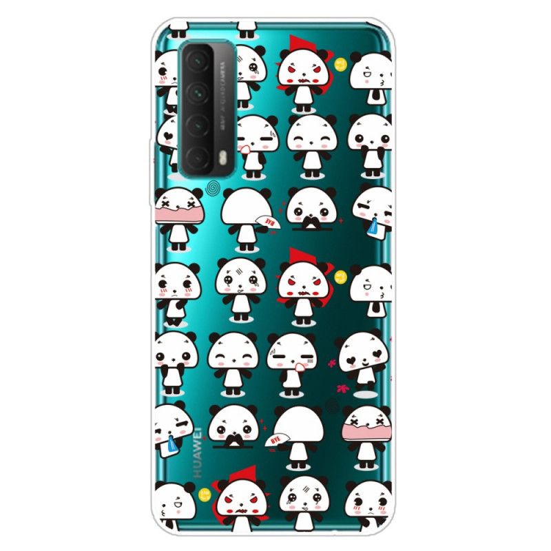 Cover for Huawei P Smart 2021 Gennemsigtige Sjove Pandaer