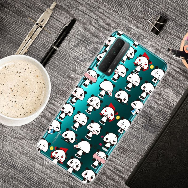 Cover for Huawei P Smart 2021 Gennemsigtige Sjove Pandaer