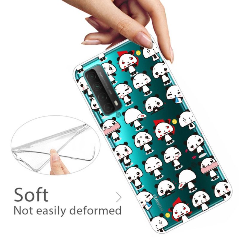 Cover for Huawei P Smart 2021 Gennemsigtige Sjove Pandaer