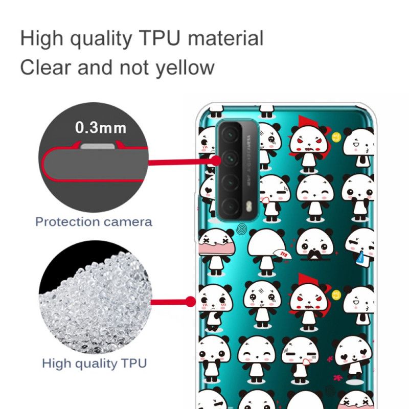 Cover for Huawei P Smart 2021 Gennemsigtige Sjove Pandaer