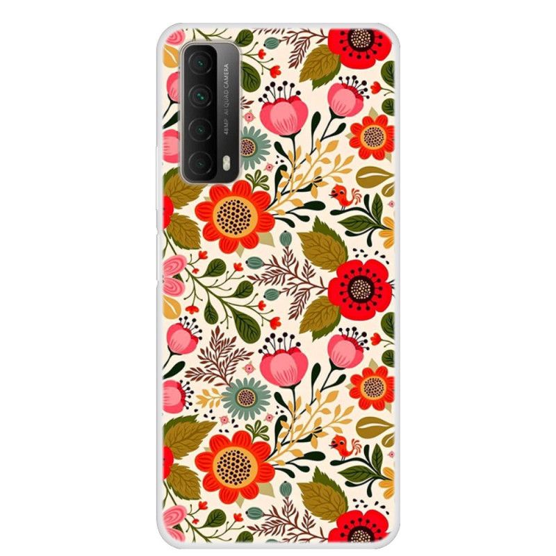 Cover Huawei P Smart 2021 Blomster Tapet