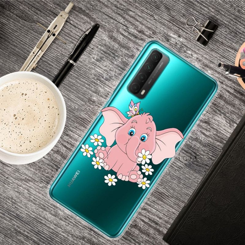 Cover Huawei P Smart 2021 Gennemsigtig Lyserød Elefant