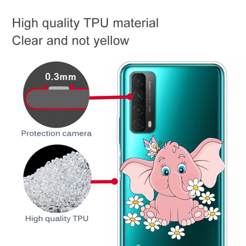 Cover Huawei P Smart 2021 Gennemsigtig Lyserød Elefant