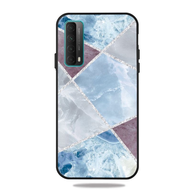 Cover Huawei P Smart 2021 Hvid Klar Marmor Geometri Original