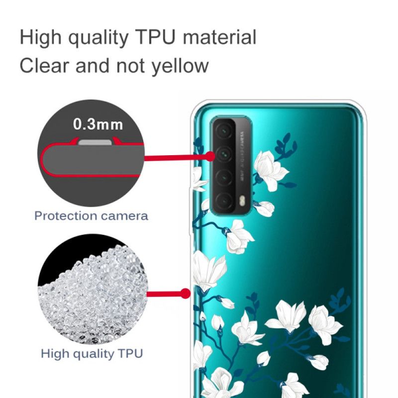 Cover Huawei P Smart 2021 Hvide Blomster Beskyttelse