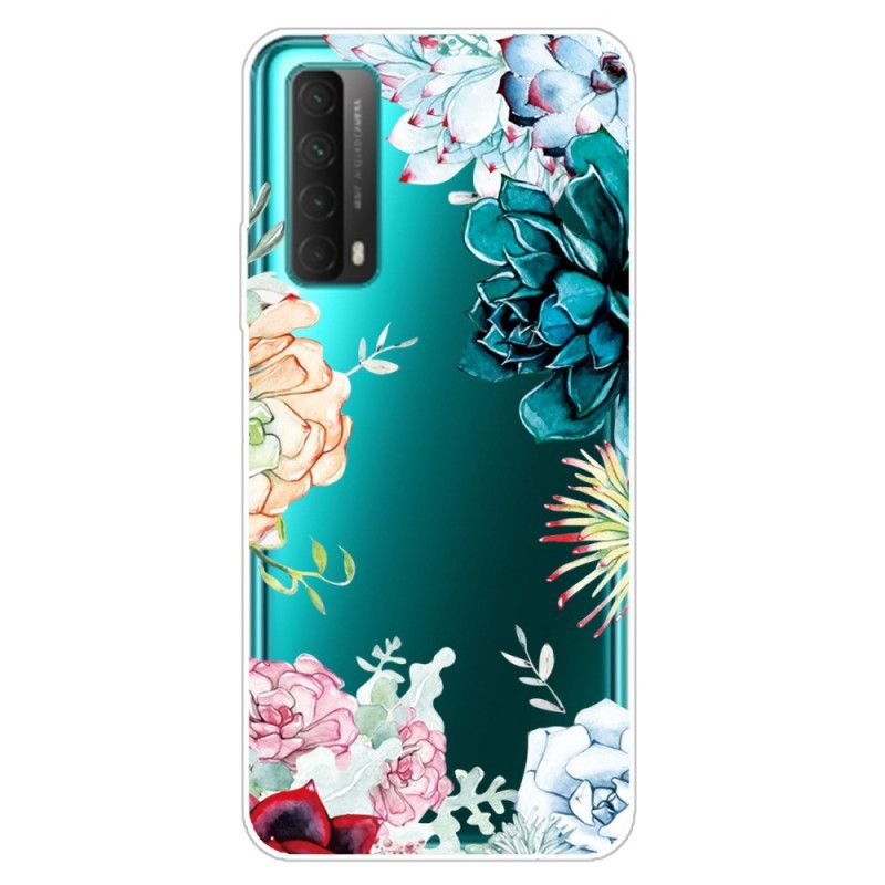 Cover Huawei P Smart 2021 Mobilcover Gennemsigtige Akvarelblomster