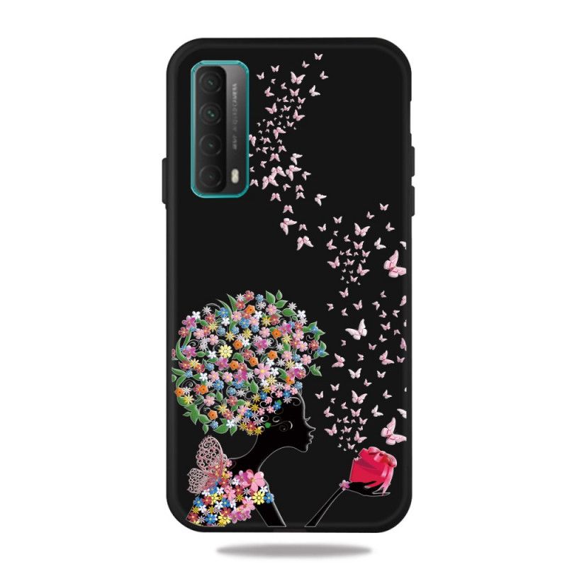 Cover Huawei P Smart 2021 Mobilcover Kvinde Med Et Blomstret Hoved