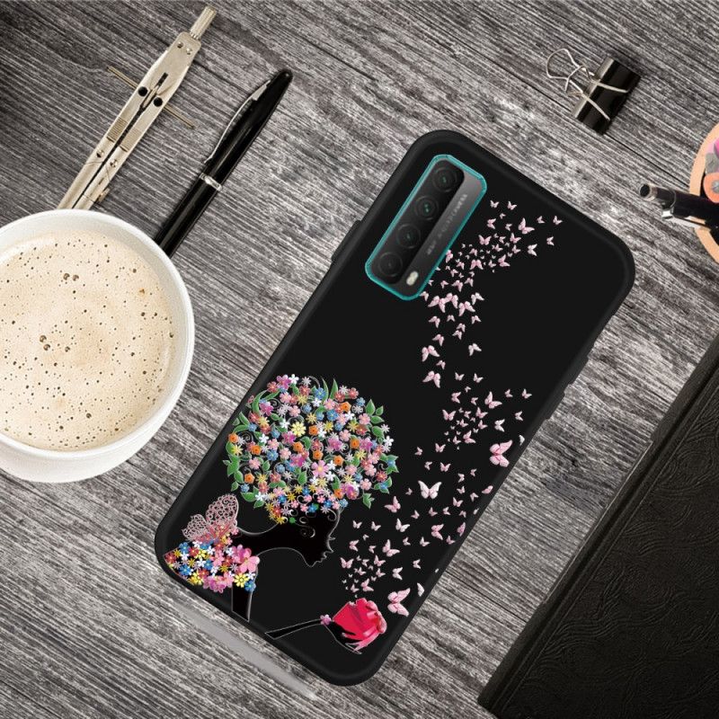 Cover Huawei P Smart 2021 Mobilcover Kvinde Med Et Blomstret Hoved