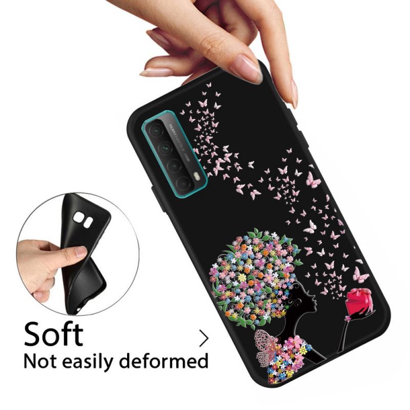 Cover Huawei P Smart 2021 Mobilcover Kvinde Med Et Blomstret Hoved