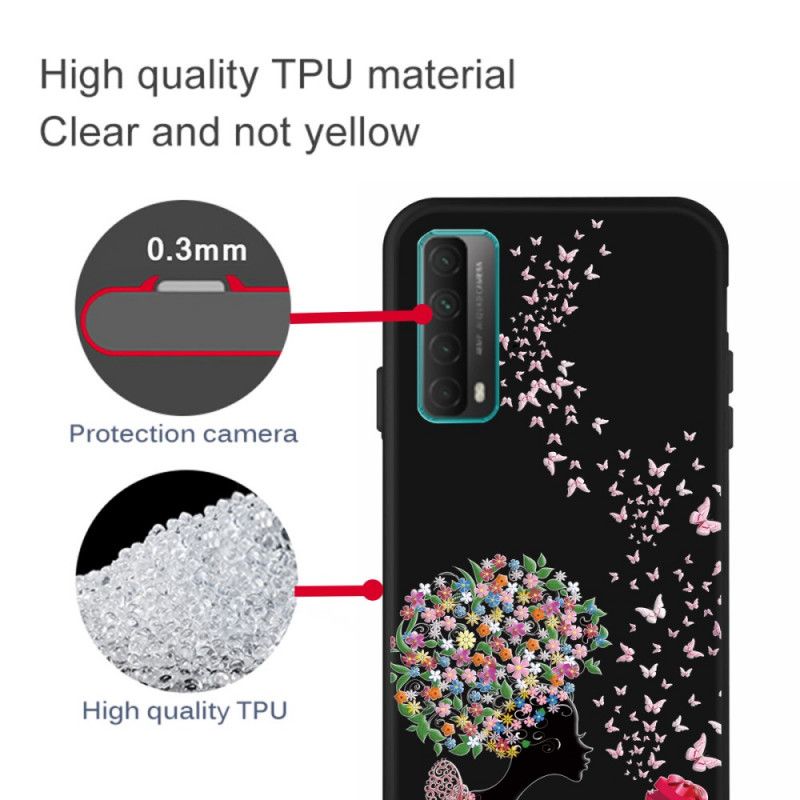 Cover Huawei P Smart 2021 Mobilcover Kvinde Med Et Blomstret Hoved