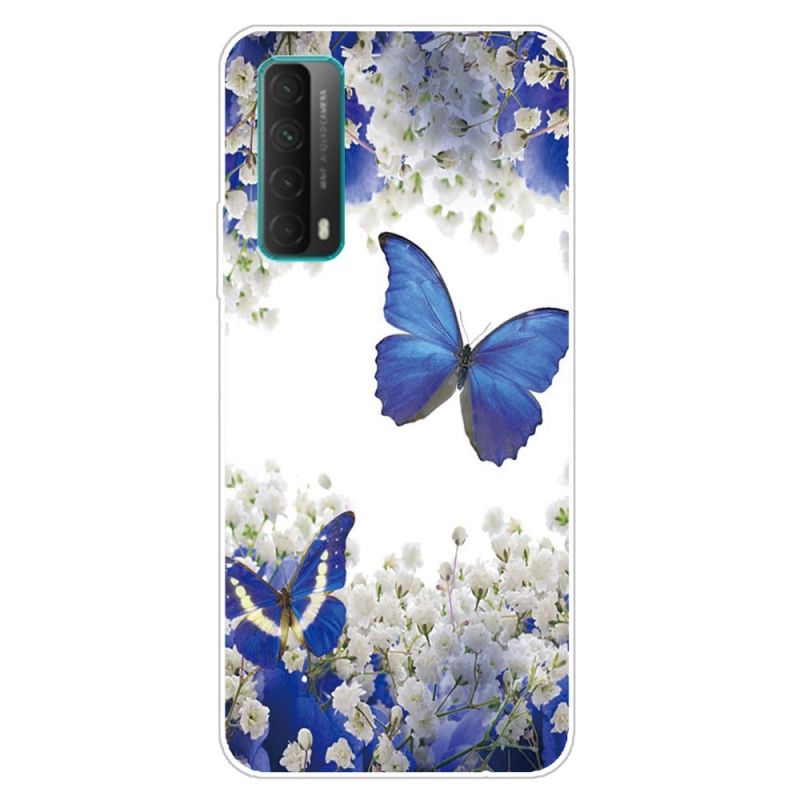 Cover Huawei P Smart 2021 Mørkeblå Sommerfugle