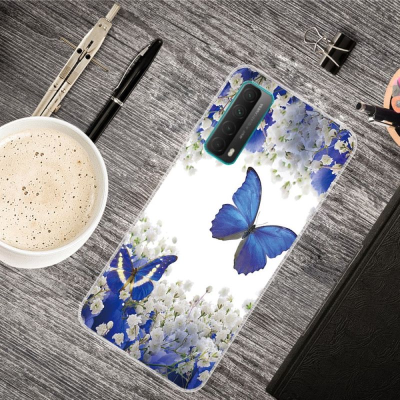 Cover Huawei P Smart 2021 Mørkeblå Sommerfugle