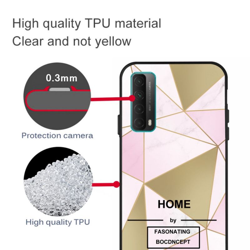 Cover Huawei P Smart 2021 Pink Meddelelse Om Marmorgeometri