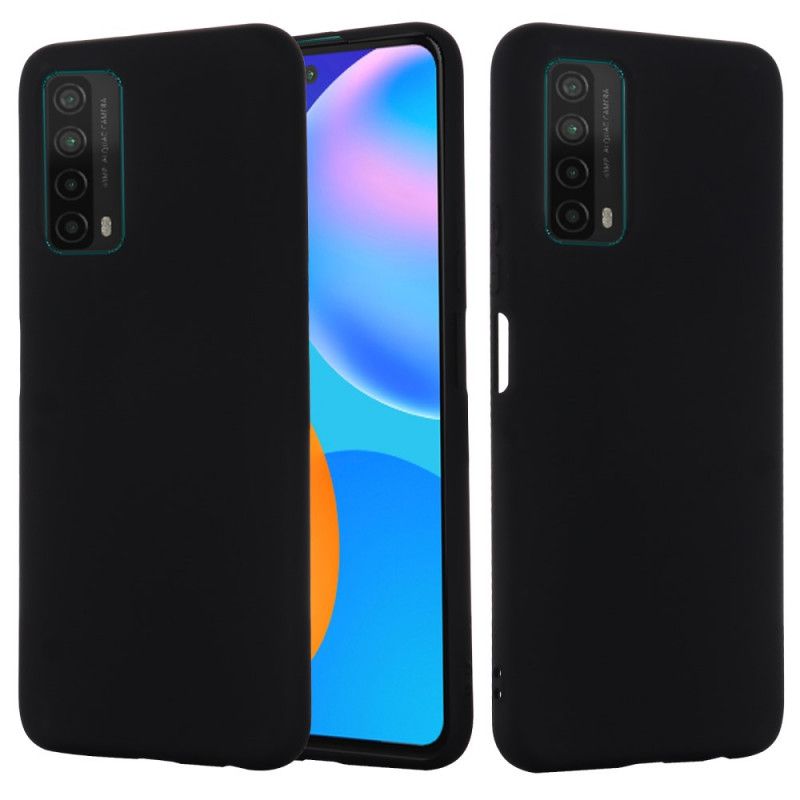 Cover Huawei P Smart 2021 Sort Flydende Silikone Med Rem Beskyttelse