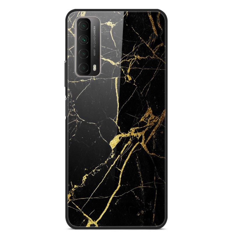 Cover Huawei P Smart 2021 Sort Højeste Marmor Hærdet Glas